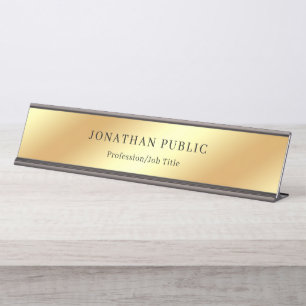 Gold Glamorous Template Modern Elegant Design Desk Name Plate