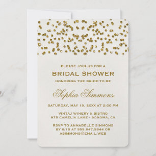 Gold Glamour Glitter Confetti Bridal Shower Invitation