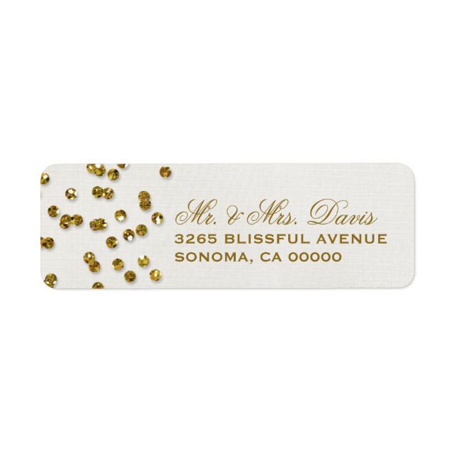 Gold Glamour Glitter Confetti Labels (Front)