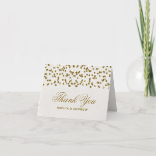 Gold Glamour Glitter Confetti Thank You Card