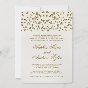 Gold Glamour Glitter Confetti Wedding Invitation