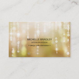 Gold Glamour Glowing Lights Orbs Sparkle Business Card