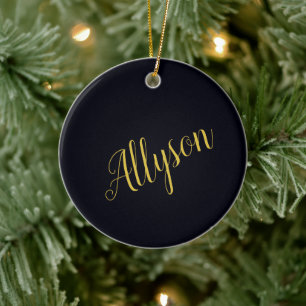 Gold glamour personalised  ceramic ornament