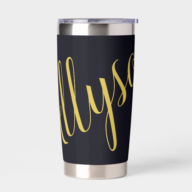 Gold glamour personalised    insulated tumbler (Left)
