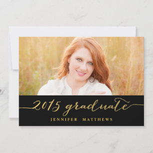 Gold Glamour Photo 2015 Graduation Party Invitatio Invitation