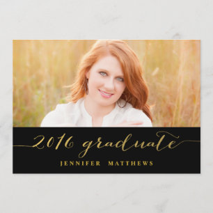 Gold Glamour Photo 2016 Graduation Party Invitatio Invitation