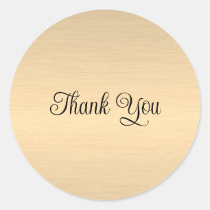 Gold Glamourous Elegant Custom Thank You Template Classic Round Sticker