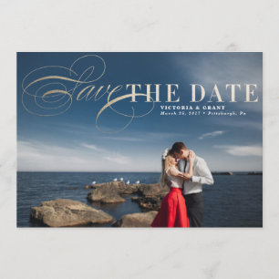 Gold Glamourous Save the Date photo card