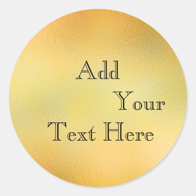 Gold Glass Foil Faux Glitter Customise Classic Round Sticker (Front)