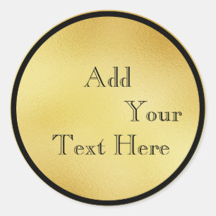 Gold Glass Foil Faux Glitter Customise Classic Round Sticker