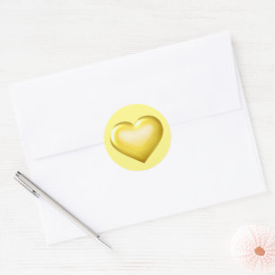 Gold Glass Heart Classic Round Sticker