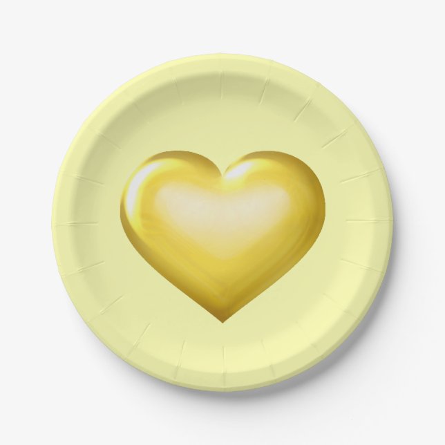 Gold Glass Heart  Paper Plate (Front)