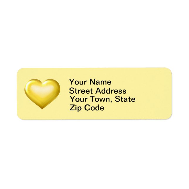 Gold glass heart return address label (Front)