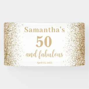 Gold Gliter 50th Birthday Banner