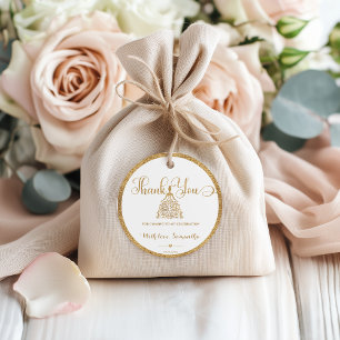 Gold Gliter Princess Baby Shower Thank You Favour Tags