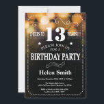 Gold Glitter 13th Birthday Invitation<br><div class="desc">Gold Glitter 13th Birthday Invitation. White Typography. Black and White Chalkboard Background. Kids Birthday. Male Men or Women Birthday. Kids Boy or Girl Lady Teen Teenage Bday Invite. 13th 15th 16th 18th 20th 21st 30th 40th 50th 60th 70th 80th 90th 100th. Any Age. For further customisation, please click the "Customise...</div>