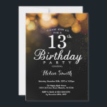 Gold Glitter 13th Birthday Invitation Card<br><div class="desc">Gold Glitter 13th Birthday Invitation Card. Kids Birthday. Gold Glitter Bokeh Background. 16th 18th 21st 30th 40th 50th 60th 70th 80th 90th 100th. Any Age. For further customisation,  please click the "Customise it" button and use our design tool to modify this template.</div>