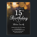 Gold Glitter 15th Birthday Invitation Card<br><div class="desc">Gold Glitter 15th Birthday Invitation Card. Kids Birthday. Gold Glitter Bokeh Background. 16th 18th 21st 30th 40th 50th 60th 70th 80th 90th 100th. Any Age. For further customisation,  please click the "Customise it" button and use our design tool to modify this template.</div>