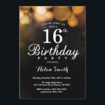 Gold Glitter 16th Birthday Invitation Card<br><div class="desc">Gold Glitter 16th Birthday Invitation Card. Kids Birthday. Gold Glitter Bokeh Background. 16th 18th 21st 30th 40th 50th 60th 70th 80th 90th 100th. Any Age. For further customisation,  please click the "Customise it" button and use our design tool to modify this template.</div>