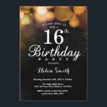 Gold Glitter 16th Birthday Invitation Card<br><div class="desc">Gold Glitter 16th Birthday Invitation Card. Kids Birthday. Gold Glitter Bokeh Background. 16th 18th 21st 30th 40th 50th 60th 70th 80th 90th 100th. Any Age. For further customisation,  please click the "Customise it" button and use our design tool to modify this template.</div>