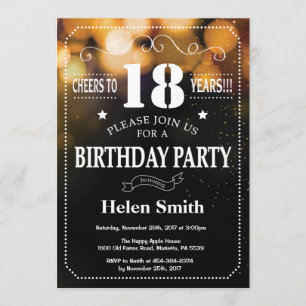 Gold Glitter 18th Birthday Invitation