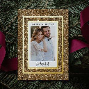 Gold Glitter 1 Photo Real Foil Holiday Card