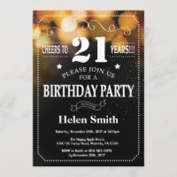 Gold Glitter 21st Birthday Invitation