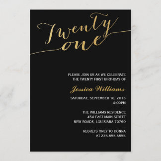 Gold Glitter 21st Birthday Party Invitation