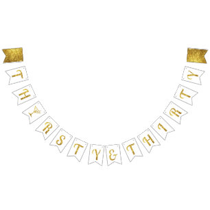 Gold Glitter 30thBirthday/Anniversary Party Banner