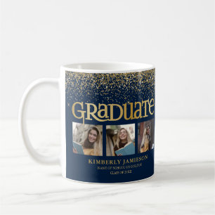 Gold Glitter 3 Photo Graduation Coffee Mug