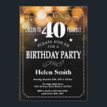 Gold Glitter 40th Birthday Invitation<br><div class="desc">Gold Glitter 40th Birthday Invitation. White Typography. Black and White Chalkboard Background. Adult Birthday. Male Men or Women Birthday. Kids Boy or Girl Lady Teen Teenage Bday Invite. 13th 15th 16th 18th 20th 21st 30th 40th 50th 60th 70th 80th 90th 100th. Any Age. For further customisation, please click the "Customise...</div>