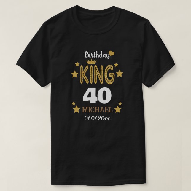 Gold Glitter 40th Birthday King Personalised Men's T-Shirt (Design Front)