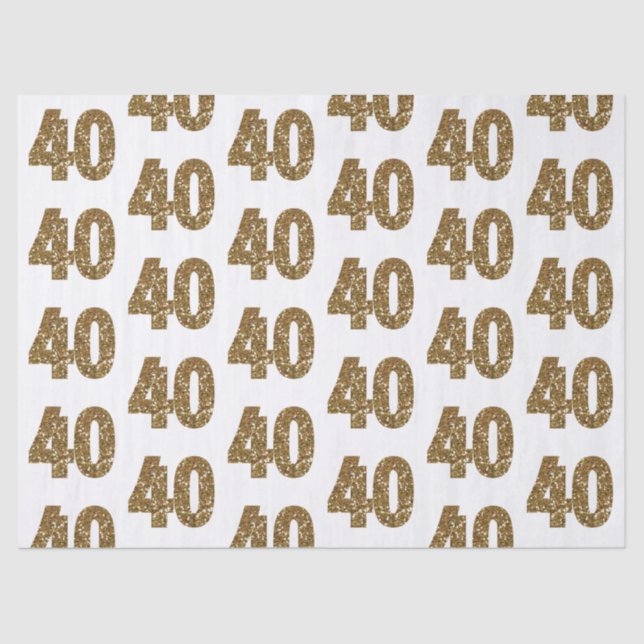 Gold Glitter 40th Birthday Tissue Paper (Front)