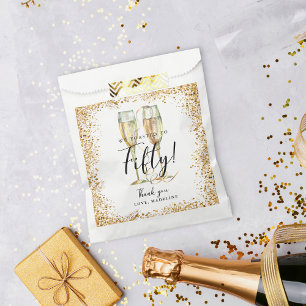 Gold Glitter 50th Birthday  Favour Bag