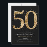 Gold Glitter 50th Birthday Invitation<br><div class="desc">50th Birthday Gold Glitter party template. Available as a digital download printable.
Custom,  personalised,  editable download</div>