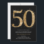 Gold Glitter 50th Birthday Invitation<br><div class="desc">50th Birthday Gold Glitter party template. Available as a digital download printable.
Custom,  personalised,  editable download</div>