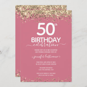 Gold Glitter 50th Birthday Party Invitation