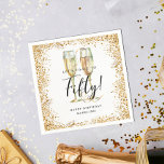Gold Glitter 50th Birthday Party Napkin<br><div class="desc">This is an elegant and and luxurious 50th Birthday Party paper napkin featuring a golden glitter border, a pair of watercolor champagne glasses and a modern script font. This would be perfect for anyone looking to celebrate their special milestone birthday in style. Please contact the designer for any questions or...</div>