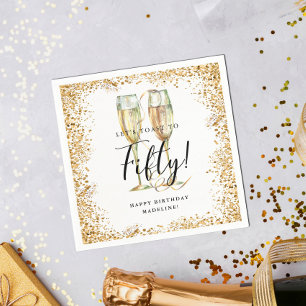 Gold Glitter 50th Birthday Party Napkin