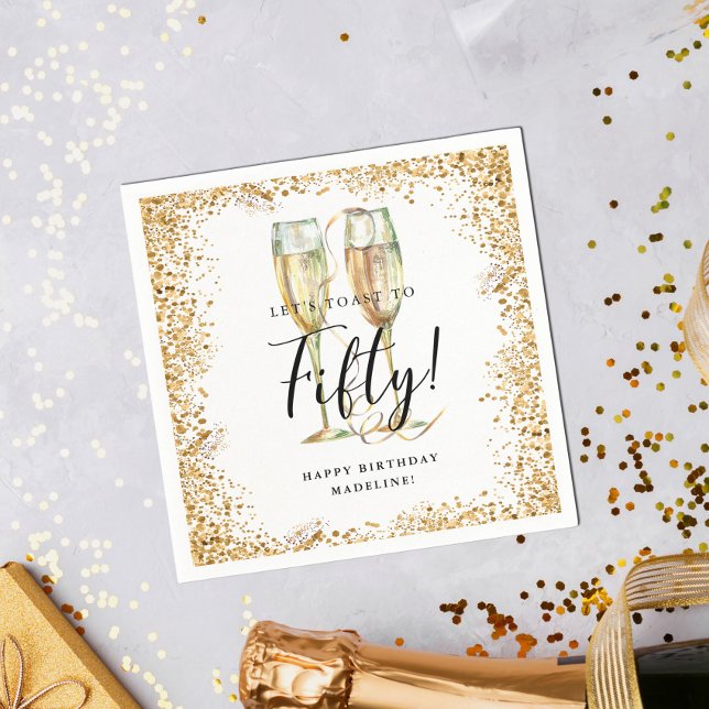 Gold Glitter 50th Birthday Party Napkin (Creator Uploaded)