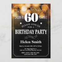 Gold Glitter 60th Birthday Invitation