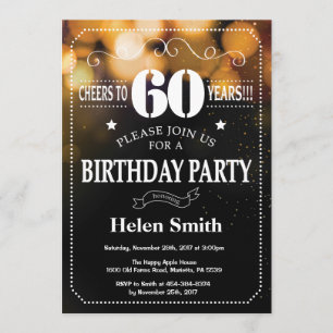 Gold Glitter 60th Birthday Invitation