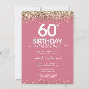 Gold Glitter 60th Birthday Party Invitation