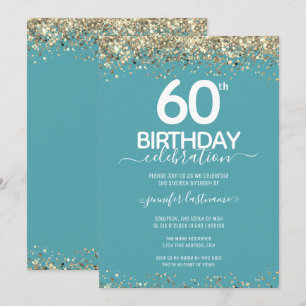 Gold Glitter 60th Birthday Party Invitation