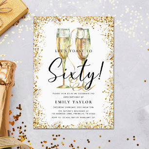 Gold Glitter 60th Birthday Party Invitation