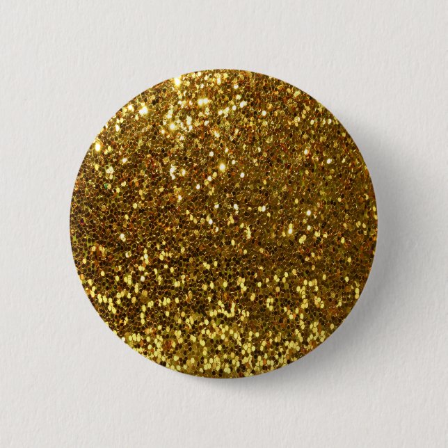 Gold Glitter 6 Cm Round Badge (Front)