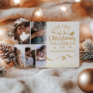 Gold Glitter 6 Photo First Christmas as a Family  Holiday Card