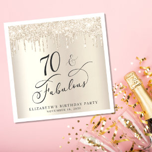 Gold Glitter 70th Birthday Party  Napkin