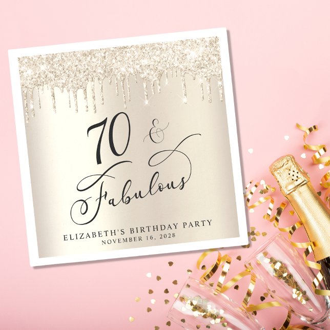 Gold Glitter 70th Birthday Party  Napkin (Creator Uploaded)