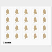 Gold Glitter Acorn Square Sticker (Sheet)
